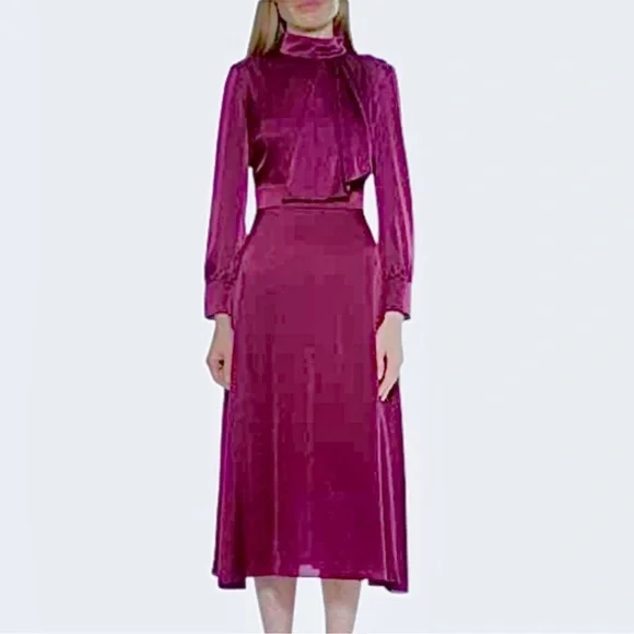 Alexia Admor Tie Mock Neck Satin Midi Brooklyn Dress in a red/burgundy  color 12 is available for purchase on au PAY Market - Imported Goods Online  Store Co.Ltd. | au PAY Market -